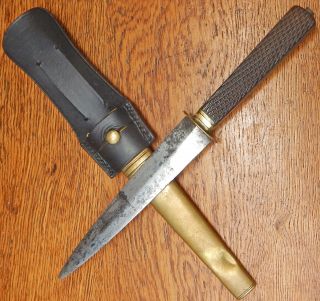 Double Edged Antique Dagger Naval Dirk ? Mohagany ? Handle photo