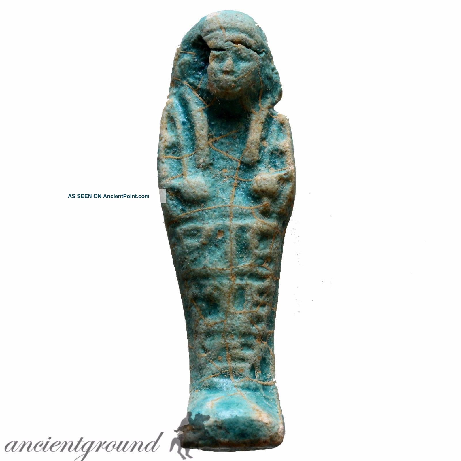 , Ptolemaic Period Ancient Egyptian Blue Faience Shabti Circa 300 Bc Roman photo