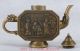 Old Brass Handwork Carved Teapot,  (aristocratic Life Scene Pattern) Qianlong Mark Teapots photo 4