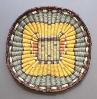 Hopi Wicker Basket Plaque - Kachina Design photo