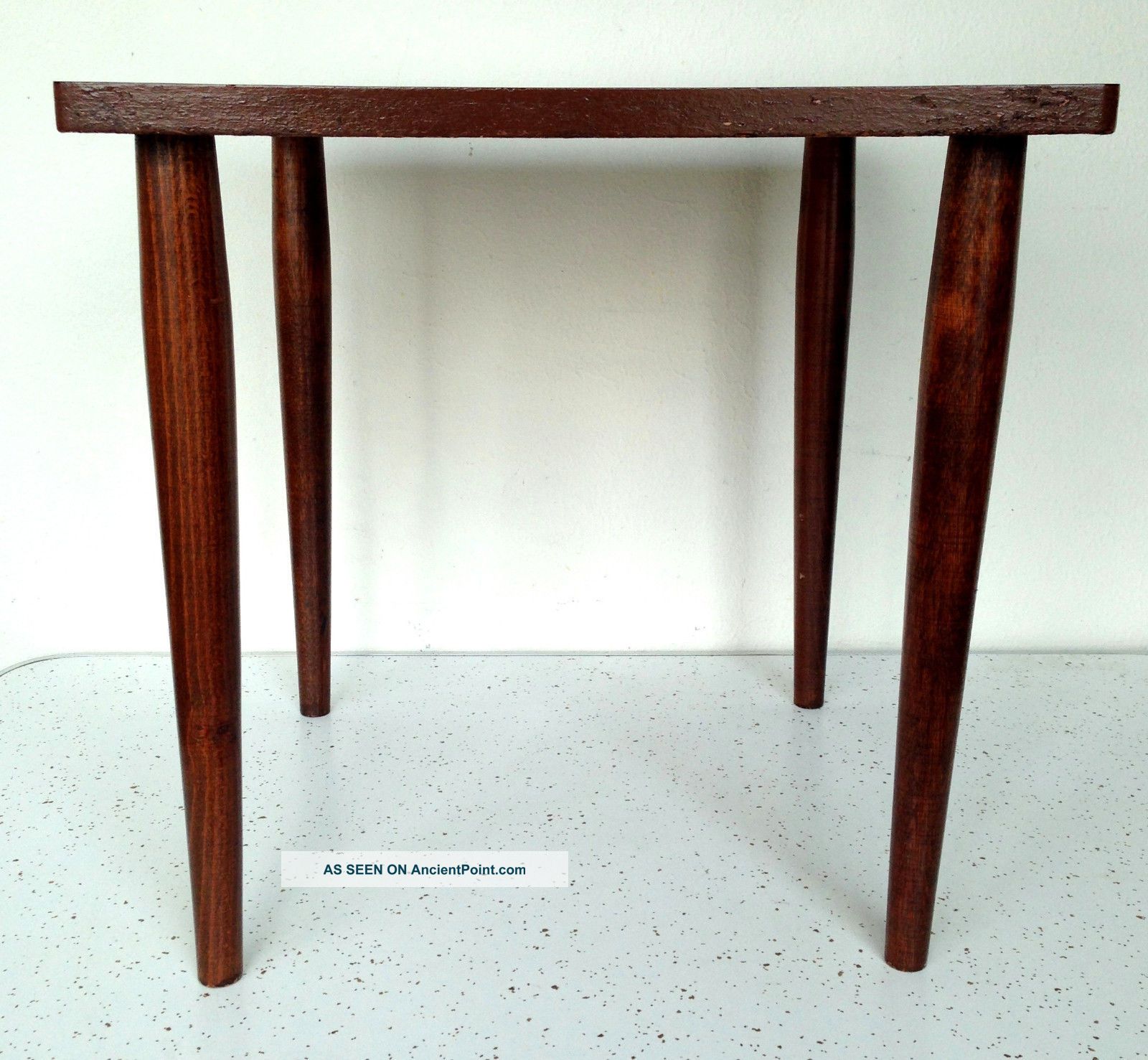Vintage Mid Century Modern Danish Small Square Table Wood Tapered Legs