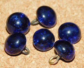 Antique Charmstring Cobalt Glass Buttons photo