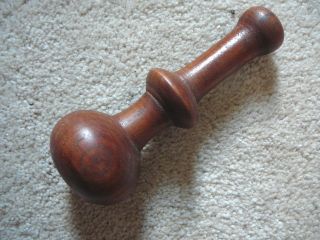 Antique Hand Turned Walnut Wood Wooden One - Piece Sock Darner Darning Egg 5.  5 