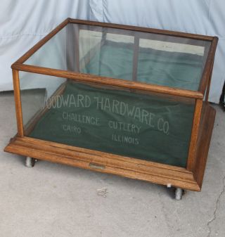 Antique Country Store Oak Counter Showcase – Woodward Hardware Advertising photo