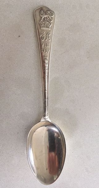 Vintage Sterling Silver Royal Spoon E R Viii 1937 - Hallmarked photo