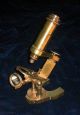 C1880 Antique George Wale Signed Brass Microscope W/ Rare Spiral Course Focus Microscopes & Lab Equipment photo 4