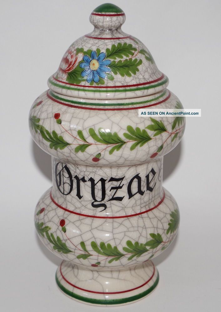 Vintage Apothecary Pharmacy Drugstore Jar Ceramic Herb Drug Majolica Albarello Bottles & Jars photo