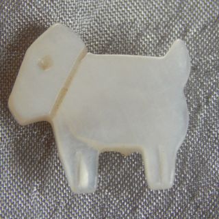Vintage Shell Buttons Mother Of Pearl Puppy Dog 411 - B photo