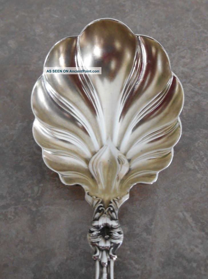 Lily Pattern Sterling By Whiting Jelly Serving Spoon With Gold Wash Bowl
