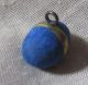 Antique Victorian Blue Velvet Oval Brass Ring Shank Veil Button Defined Within Buttons photo 1