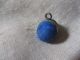 Antique Victorian Blue Velvet Oval Brass Ring Shank Veil Button Defined Within Buttons photo 2