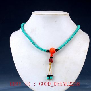 100 Natural Turquoise & Beeswax Handwork Carved Decoration Necklaces Xl061 photo