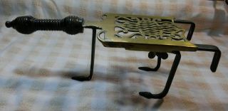 Antique Fireplace Trivet Brass Iron Kettle Hearth Pot Stand Adjustable photo
