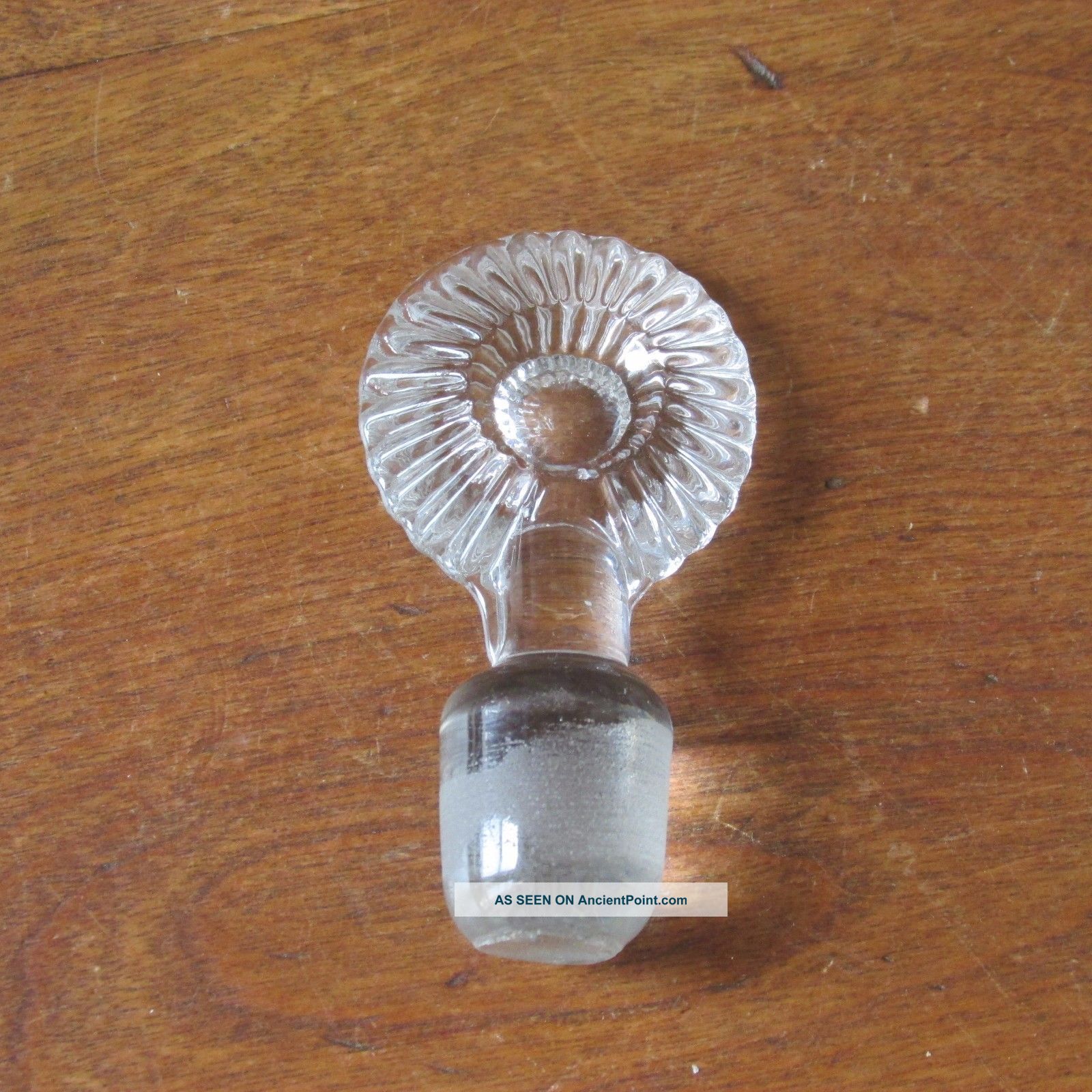 Antique Sunburst Top Clear Glass Apothecary Or Decanter Bottle Stopper,  1 3/4 In Bottles & Jars photo