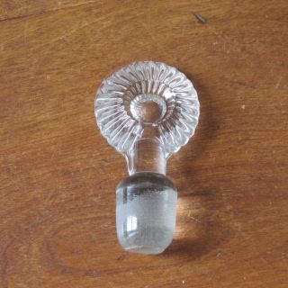 Antique Sunburst Top Clear Glass Apothecary Or Decanter Bottle Stopper,  1 3/4 In photo