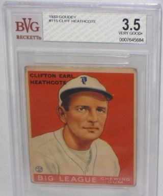 1933 Goudey Cliff Heathcote Baseball Card Bvg 3.  5 Very Good,  Philadelphia Psa 4? photo