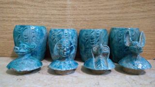 4 Ancient Egyptian Canopic Jars (1353 - 1336 Bc) photo