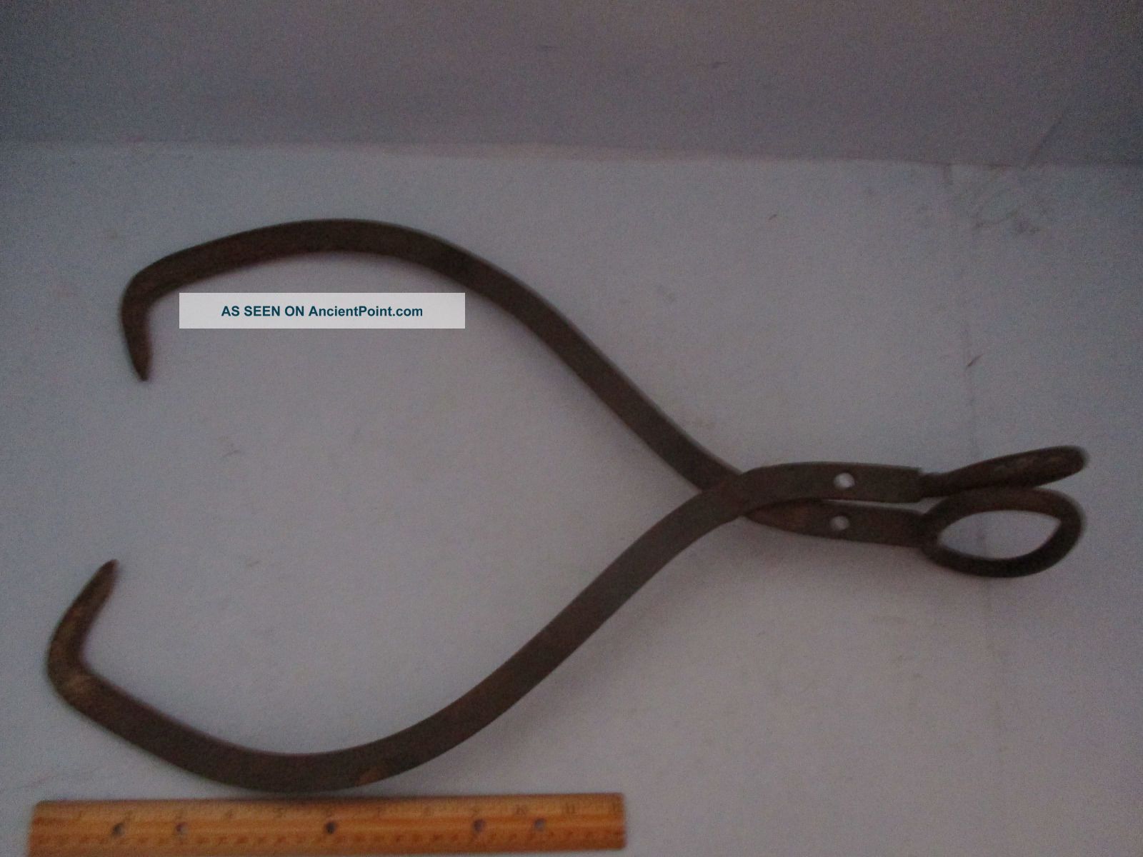 Antique Primitive Iron Ice Block Tongs Rustic Vintage Farm Tool