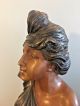 Rare Cast Bronze Vintage Patinated Bust Sculpture Art Nouveau Maiden Woman Girl Art Nouveau photo 2