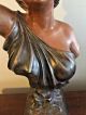 Rare Cast Bronze Vintage Patinated Bust Sculpture Art Nouveau Maiden Woman Girl Art Nouveau photo 3