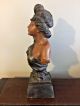 Rare Cast Bronze Vintage Patinated Bust Sculpture Art Nouveau Maiden Woman Girl Art Nouveau photo 5