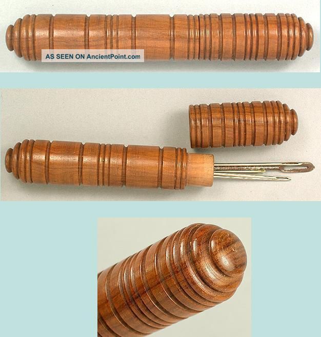 Antique Carved Wooden Needle Case Circa 1890s Needles & Cases photo