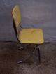 Retro Folding Chair Krome Lee Industries Naugahyde Tuck Yellow Vintage Mid-Century Modernism photo 3