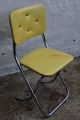 Retro Folding Chair Krome Lee Industries Naugahyde Tuck Yellow Vintage Mid-Century Modernism photo 6