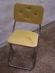 Retro Folding Chair Krome Lee Industries Naugahyde Tuck Yellow Vintage Mid-Century Modernism photo 7