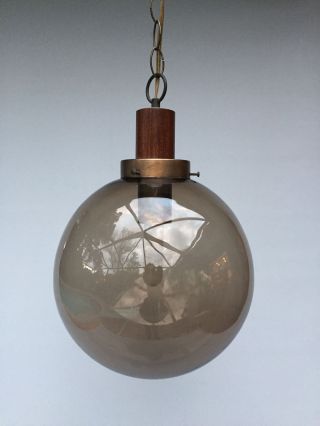 Vintage Modern Swag Lamp - Smoked Glass Globe photo