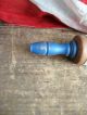Antique Rolling Pin Cupboard Blue Paint Calico Sleeve Hoe Cakes Primitives photo 1