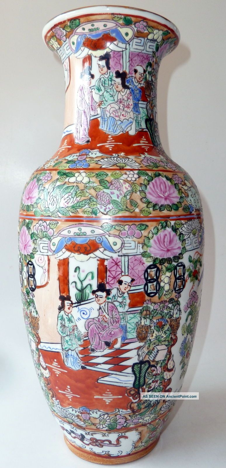 Antique 19thc Chinese Canton Porcelain Famille Rose Begonia Shaped Vase 36cm Vases photo