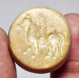 Pegasus Intaglio Carved Stone Seal Pendant Bead 23 X 25 X 21 Mm 19 G. photo