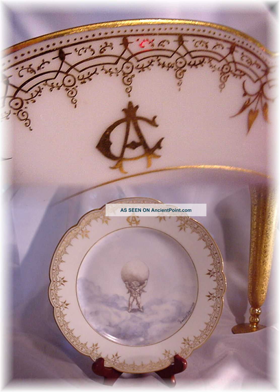 Antiq French Limoges? Porcelain Plate Hand Painted Cupid Clouds Pauline Vaunien Plates & Chargers photo