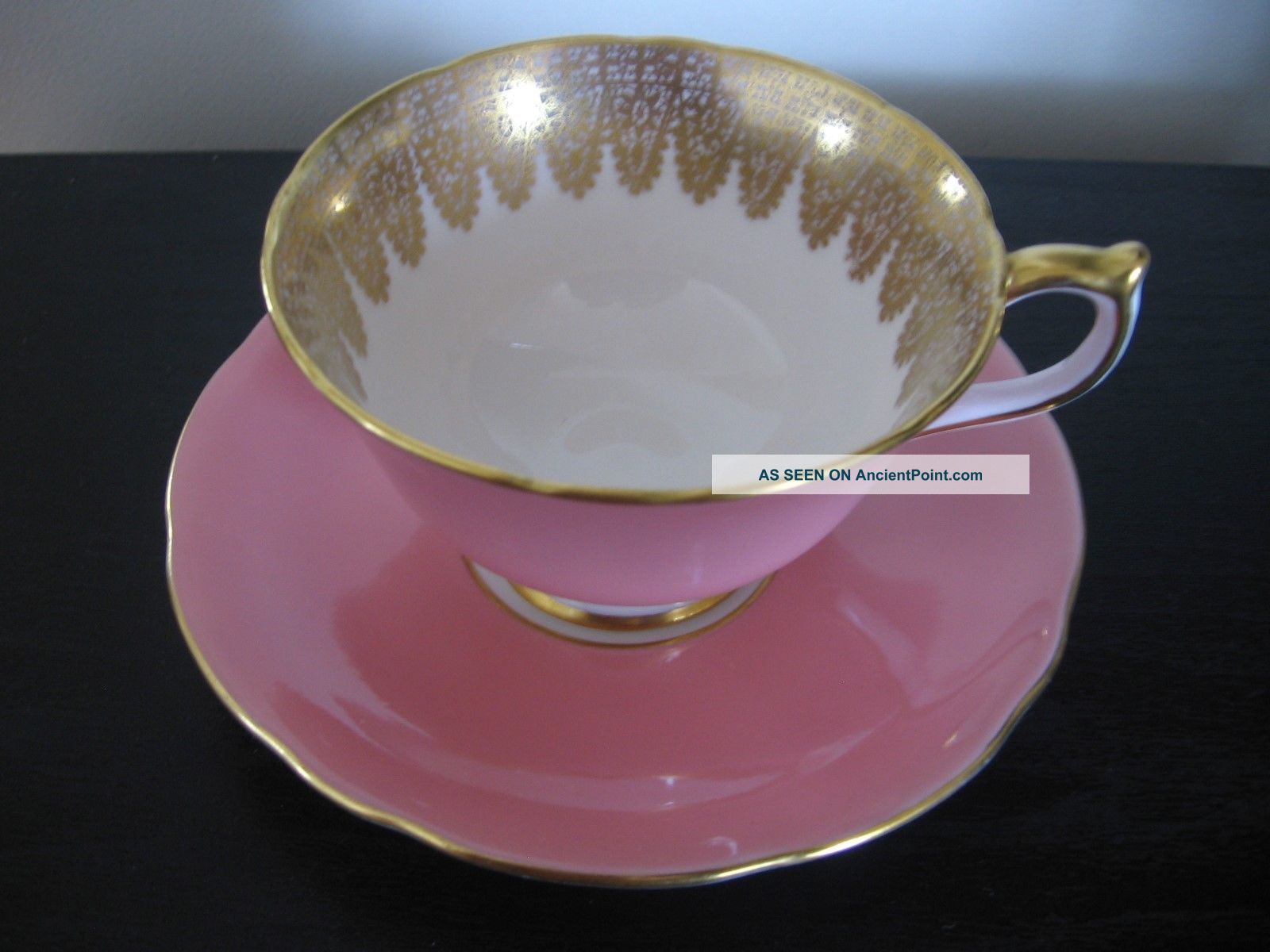 Aynsley Pink Gold Lace Teacup And Saucer Cups & Saucers photo