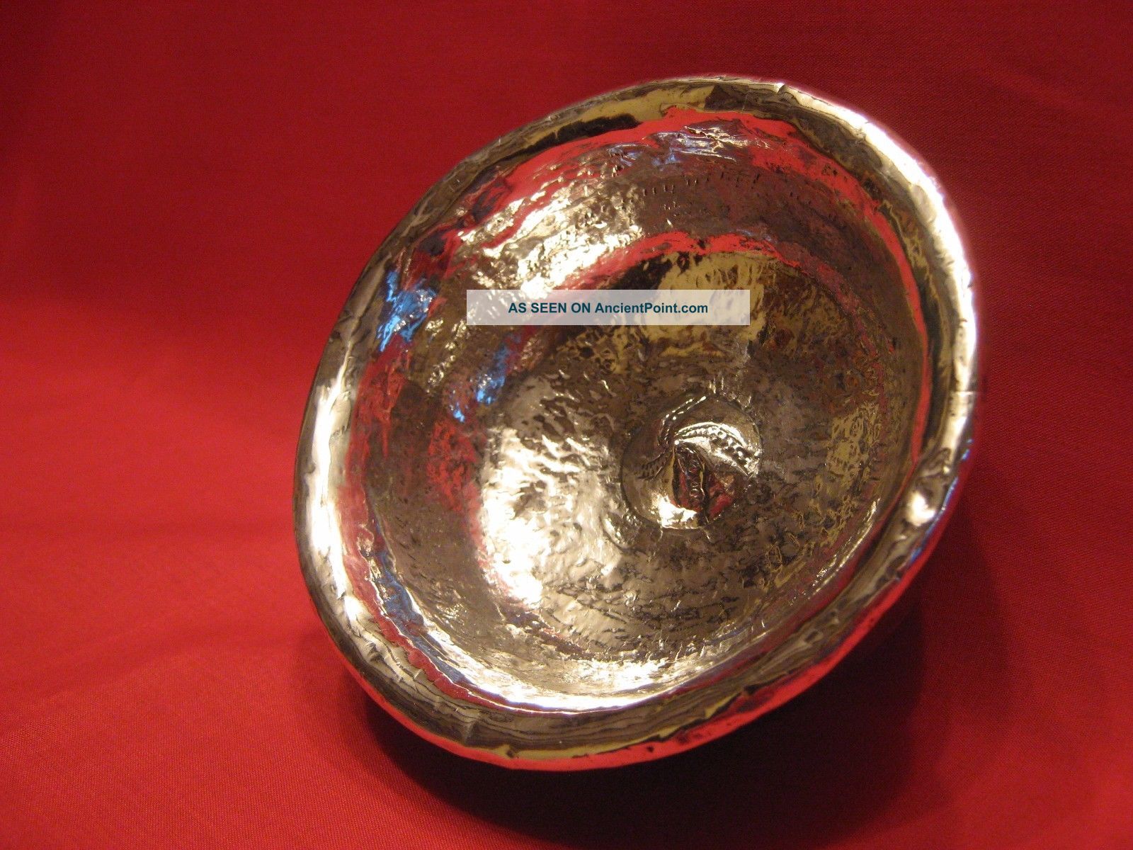 1800 - 1825 Tibetan Plannished Silver And Burlwood Tea Or Finger Bowl.  Piece. Tibet photo