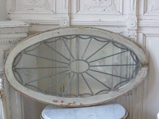 The Best Old Vintage Architectural Leaded Glass Oval Window Spider Web Design photo