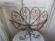 Awesome Old Vintage French Wire Metal Basket Stand Chippy Rusty Very Ornate Garden photo 1