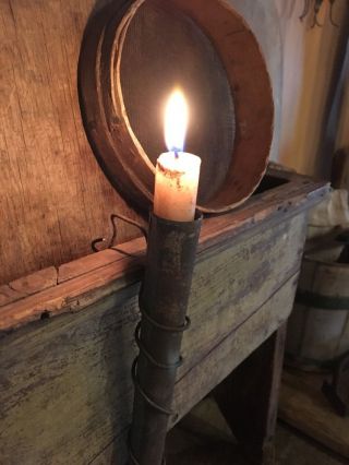 Early Hanging Tin Candle Mold Fits Over About Anything photo