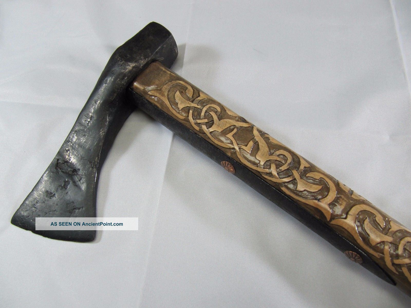 Ancient Viking Iron Battle Axe Iv - Ii Century Bc Hand Carved Handle (c.  O.  A) Viking photo
