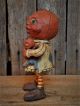 Folk Art Halloween Pumpkinhead Girl With Doll Figurine Retired 2000 Primitives photo 1