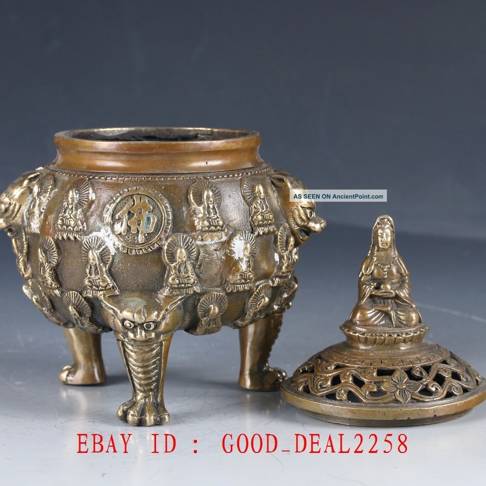 Old Chinese Bronze Buddhism Incense Burner With Ming Dynesty Xuande Mark