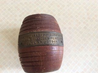 Vintage Hms Iron Duke Teak Treenware Wood Barrel Wwi Jutland 1916 Match Holder photo