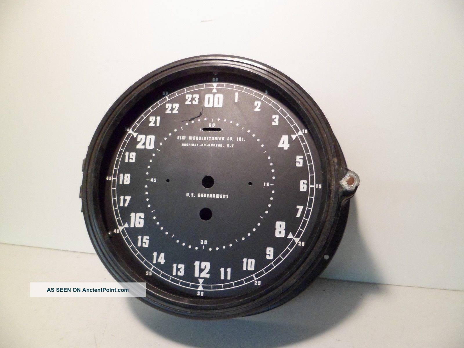Nos 8 1/2 Inch Elm Manufacturing Military Navy Plastic Clock Case W/ 24 Hr Dial Clocks photo