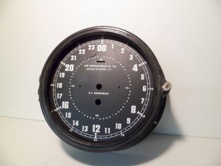 Nos 8 1/2 Inch Elm Manufacturing Military Navy Plastic Clock Case W/ 24 Hr Dial photo