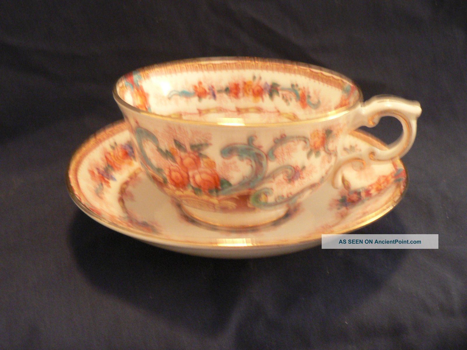 Royal Stafford Tea Cup And Saucer Basket Of Leaves With Colored Streamers Cups & Saucers photo