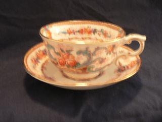 Royal Stafford Tea Cup And Saucer Basket Of Leaves With Colored Streamers photo