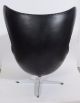 Arne Jacobsen Egg Chair Early Edition Black Leather For Fritz Hansen Mid-Century Modernism photo 2
