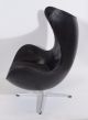 Arne Jacobsen Egg Chair Early Edition Black Leather For Fritz Hansen Mid-Century Modernism photo 3