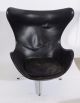Arne Jacobsen Egg Chair Early Edition Black Leather For Fritz Hansen Mid-Century Modernism photo 4
